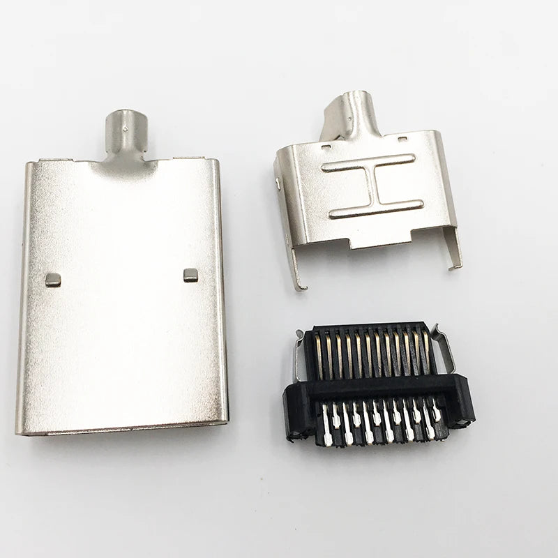 100sets For XBOX AV Cable 24Pin Plug Connector Replacement Shell Accessories 4 in 1 Board to Board With Metal Cover Rubber Core