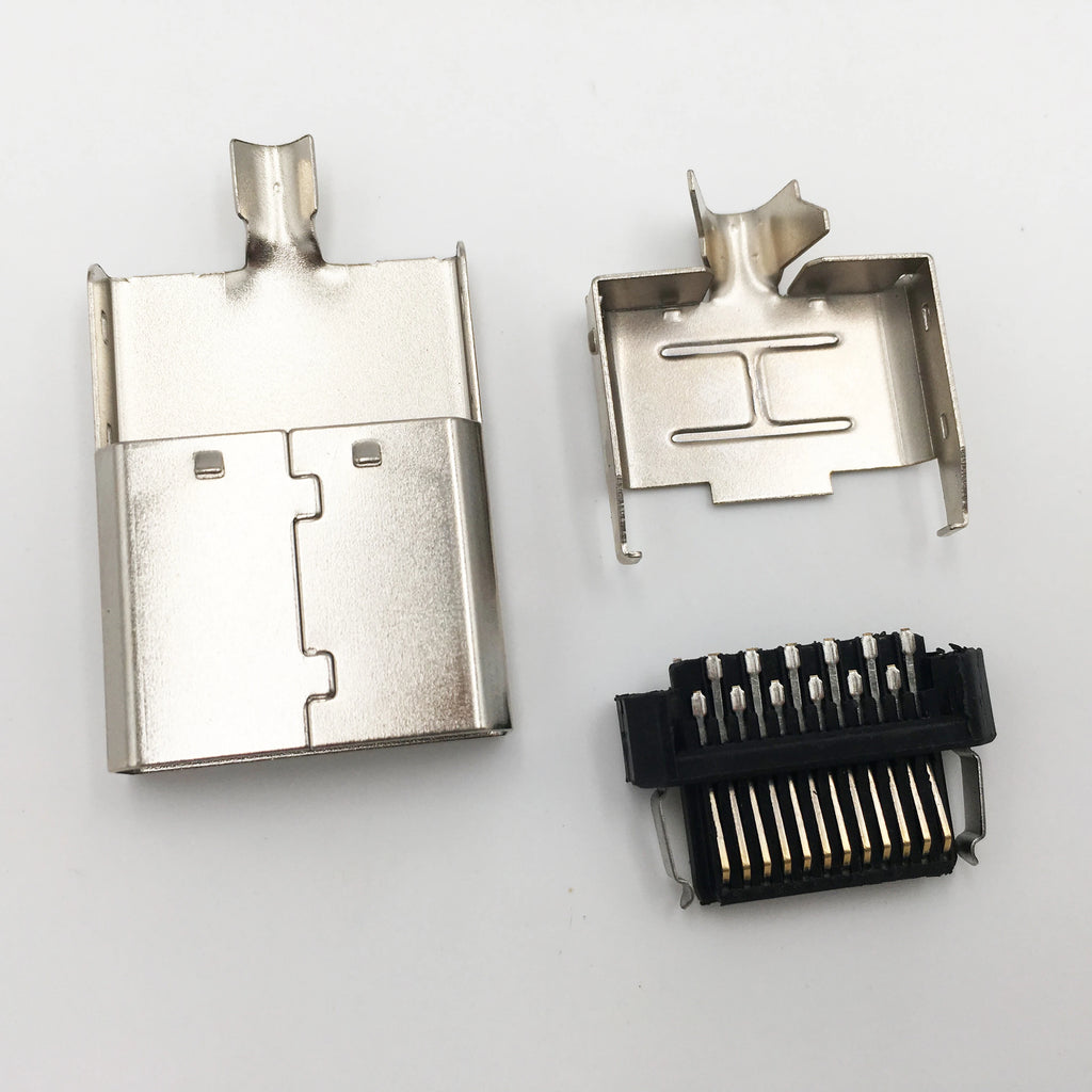 100sets For XBOX AV Cable 24Pin Plug Connector Replacement Shell Accessories 4 in 1 Board to Board With Metal Cover Rubber Core