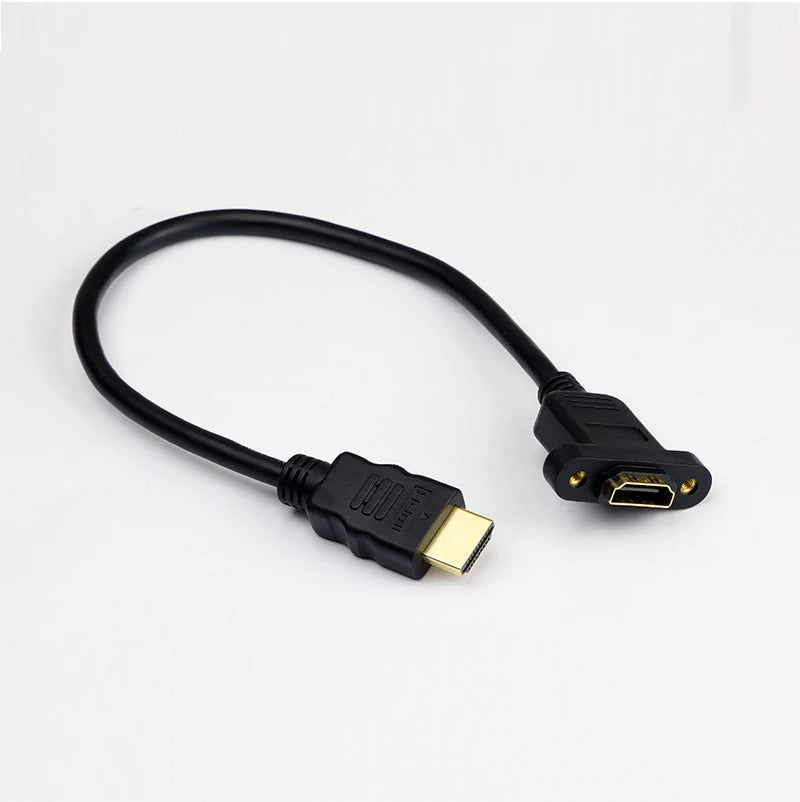 100pcs Extension Cable HDMI Male to Female With Screw Panel Mount Gold Plated Video Adaptor Connector 30cm 50cm 1FT 1080P HDTV