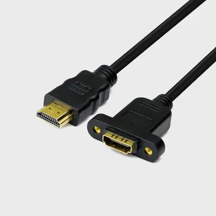 100pcs Extension Cable HDMI Male to Female With Screw Panel Mount Gold Plated Video Adaptor Connector 30cm 50cm 1FT 1080P HDTV