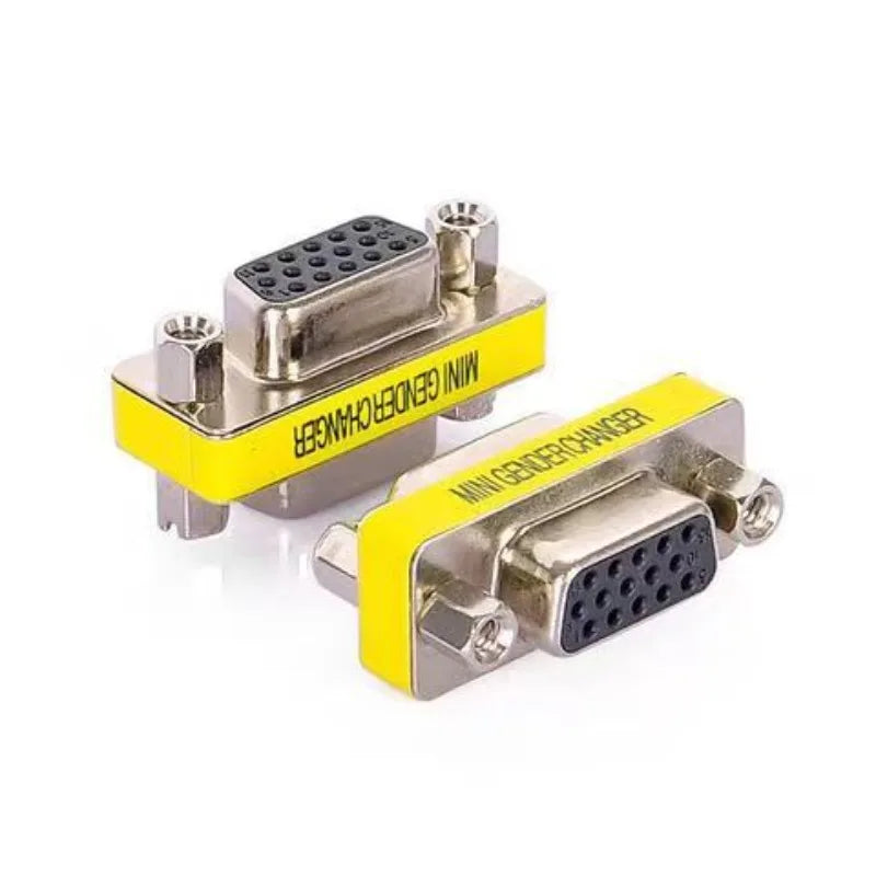 100PCS 15Pin VGA to VGA MINI Gender Changer Adapter D-Sub HD SVGA Male to Female PC Connector DB15 F/F Cable Extend Converter