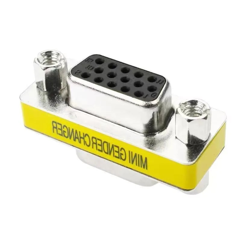 100PCS 15Pin VGA to VGA MINI Gender Changer Adapter D-Sub HD SVGA Male to Female PC Connector DB15 F/F Cable Extend Converter