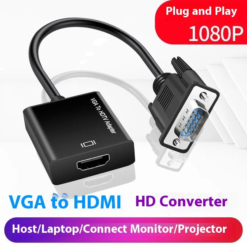 VGA Male To HDMI Female Converter Adapter 1080p with Audio Output VGA HD Cables for Laptop To HDTV Projector TV Monitor 100pcs