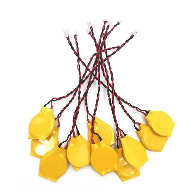 200PCS 3V CR2032 2032 Li-ion Cell Button Battery with Wire 2Pin Cable For Notebook BIOS CMOS Laptop Motherboard PC PLC 200pcs