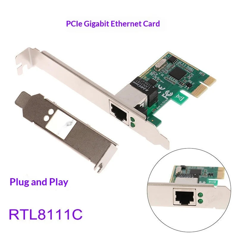 50 Parts PCI-E Network Plate RJ45 LAN Adapter Ethernet Chip Network Controller RTL8111C 1000M No Driver