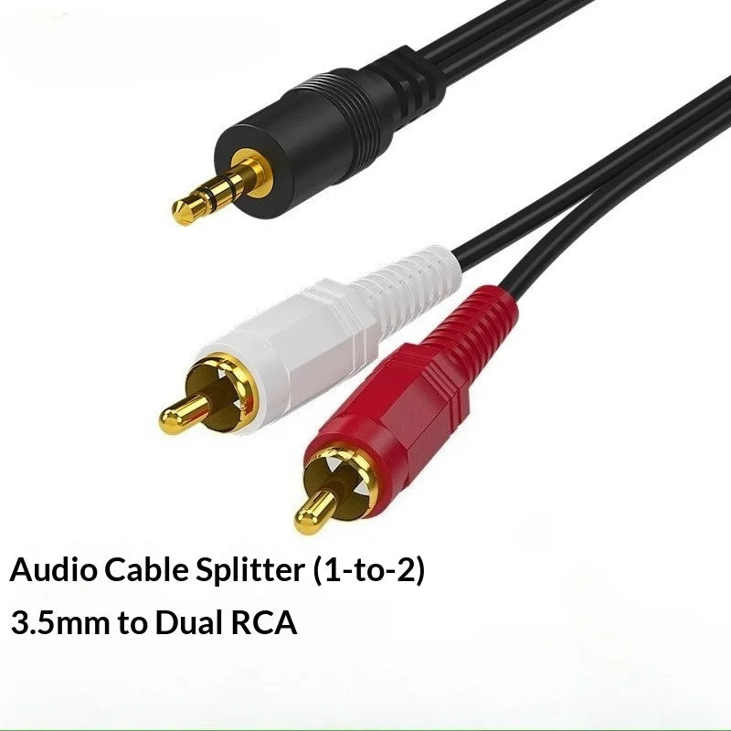 1.5m and 3.5mm recording cable for 2*RCA, recording cable for mobile and computer, auxiliary cable for speaker, TV and radio (100 units)