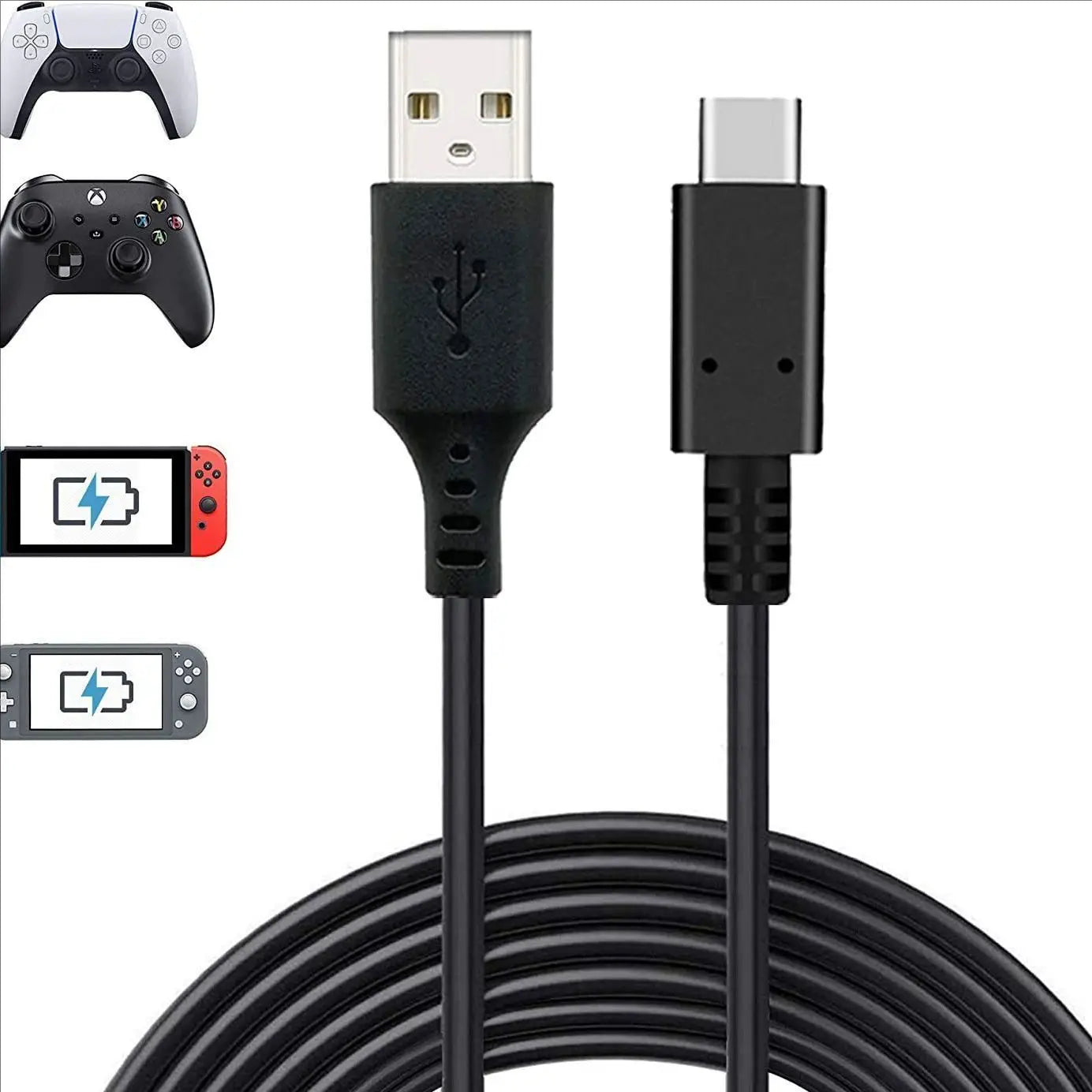 100pcs 1M USB To Type-C Charging Cable for Playstation PS5 Xbox Series S X Controller Gamepad Power Cord Gaming Accessories