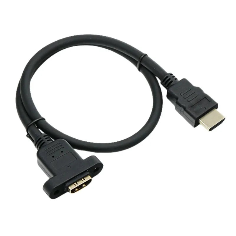 100 Parts Cable HDMI Extension 2.0 4K/60Hz Male for Female with Bolts 19+1 Gold Plated Video Adapter Connector for Panel Mounting 30cm 50cm