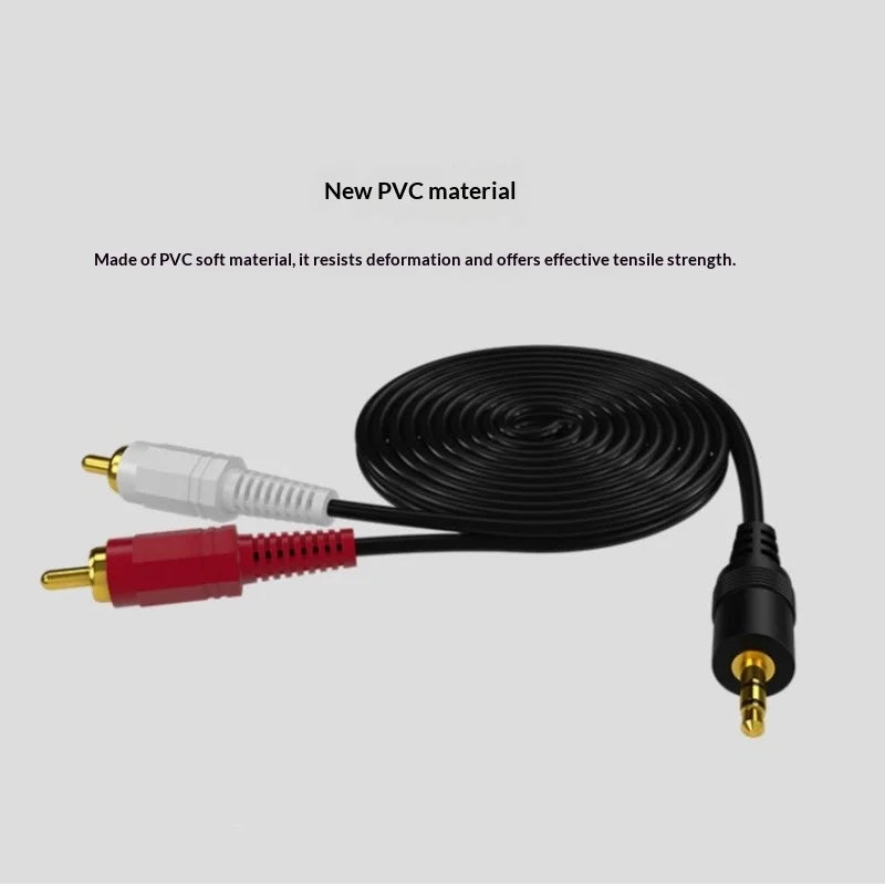 1.5m and 3.5mm recording cable for 2*RCA, recording cable for mobile and computer, auxiliary cable for speaker, TV and radio (100 units)