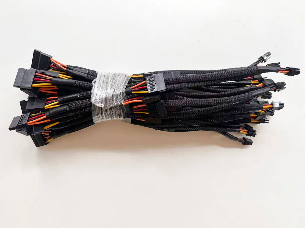 6P Power Cable for 2 * Sata 15 pins, 30cm + 15cm, 50 pieces, for Dell Pro Slim Desktop, model QCS1250, motherboard connecting cable