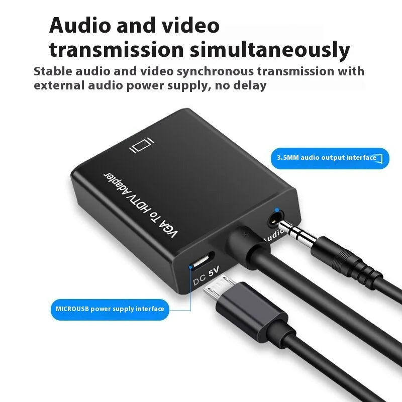 VGA Male To HDMI Female Converter Adapter 1080p with Audio Output VGA HD Cables for Laptop To HDTV Projector TV Monitor 100pcs