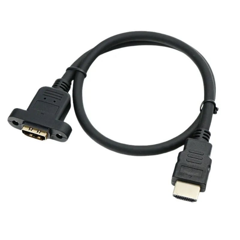 100 Parts Cable HDMI Extension 2.0 4K/60Hz Male for Female with Bolts 19+1 Gold Plated Video Adapter Connector for Panel Mounting 30cm 50cm