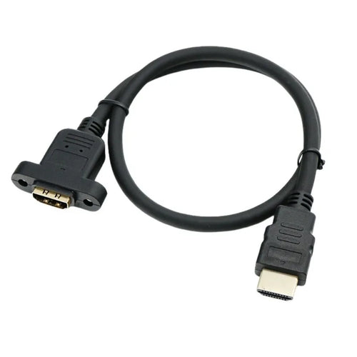 100 Parts Cable HDMI Extension 2.0 4K/60Hz Male for Female with Bolts 19+1 Gold Plated Video Adapter Connector for Panel Mounting 30cm 50cm