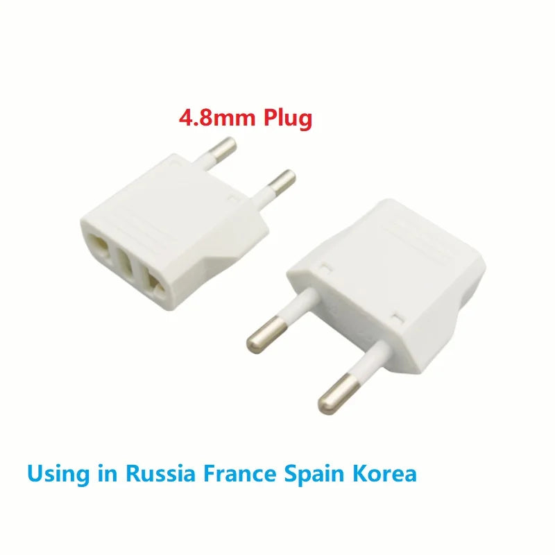 100 Parts USA Socket Adapter for UE 4.8mm, Plug Converter for Korea, France, Russia, Germany, Israel Travel Energy Adapter, Copper Converter Sockets