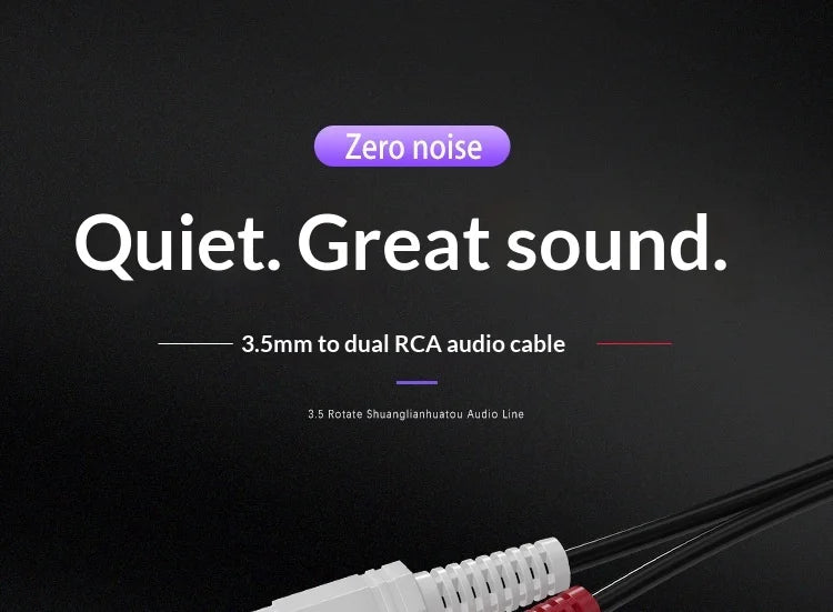 1.5m and 3.5mm recording cable for 2*RCA, recording cable for mobile and computer, auxiliary cable for speaker, TV and radio (100 units)