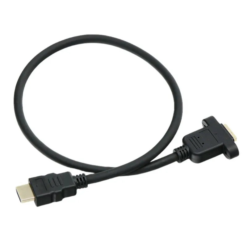 100 Parts Cable HDMI Extension 2.0 4K/60Hz Male for Female with Bolts 19+1 Gold Plated Video Adapter Connector for Panel Mounting 30cm 50cm