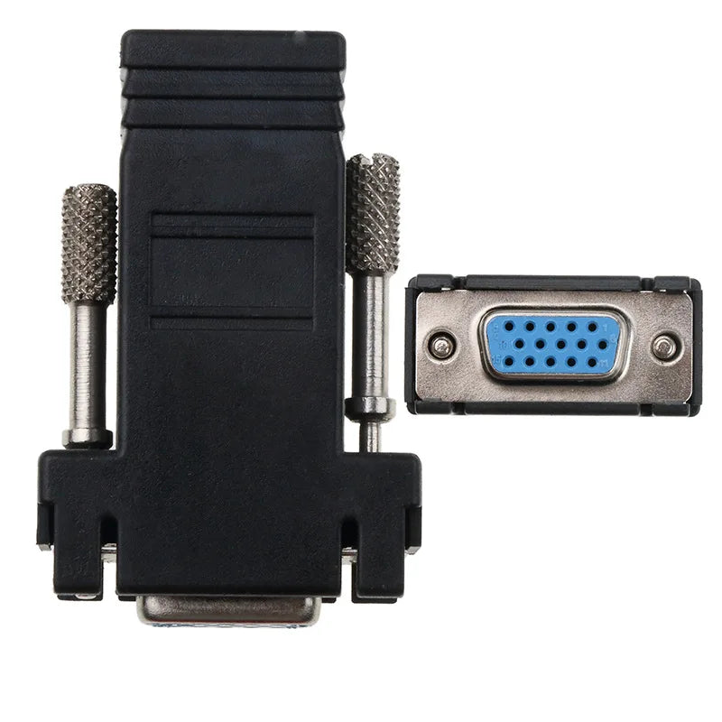 100pcs VGA MaleTo RJ45 Female LAN Connector Adapter VGA Three Rows Of 15-Pin To Network Cable Connector Plug For Cat5/6