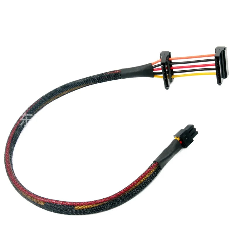 100PCS 18AWG 40CM Dual SATA To 6Pin Power Supply Cable For DELL Vostro 3650 3653 V3668/ 3268 3660 3250 Sata Hard Disk Power Cord
