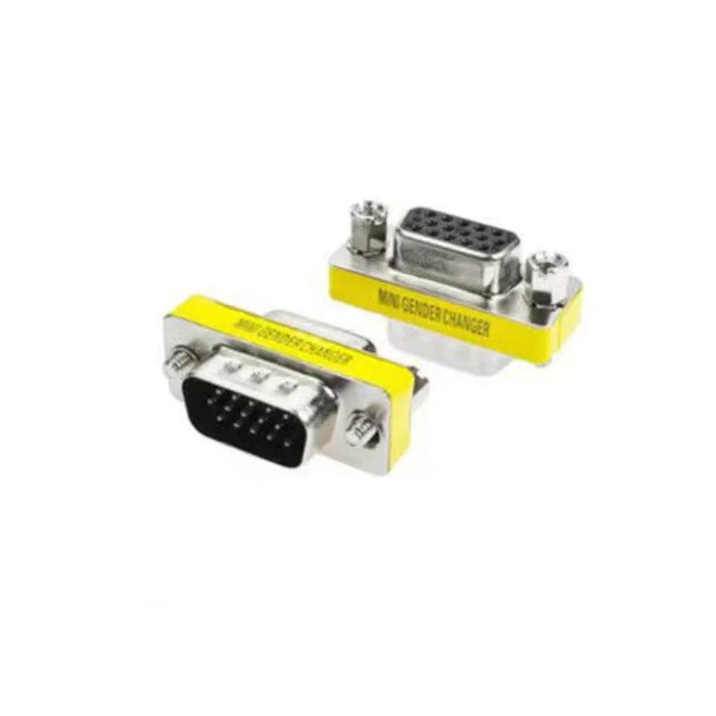 100PCS 15Pin VGA to VGA MINI Gender Changer Adapter D-Sub HD SVGA Male to Female PC Connector DB15 F/F Cable Extend Converter
