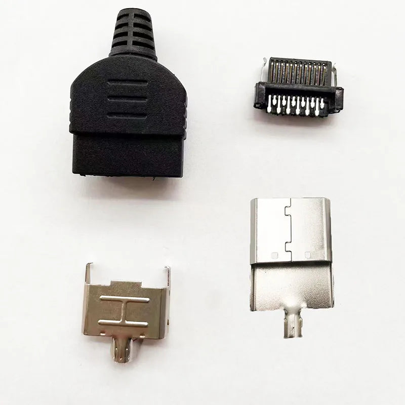 100sets For XBOX AV Cable 24Pin Plug Connector Replacement Shell Accessories 4 in 1 Board to Board With Metal Cover Rubber Core