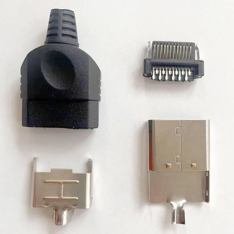 100sets For XBOX AV Cable 24Pin Plug Connector Replacement Shell Accessories 4 in 1 Board to Board With Metal Cover Rubber Core